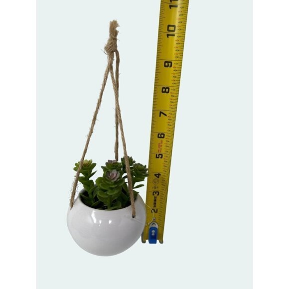 Plant Artificial Hanging Miniature Succulent Plant Faux Fake Ceramic Green White - Picture 4 of 6